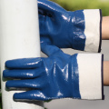 NMSAFETY segurança cuff Jersey forro azul nitrilo anti óleo heavy duty segurança luvas de trabalho